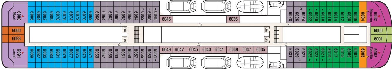 Планы палуб Pacific Princess: Палуба 6