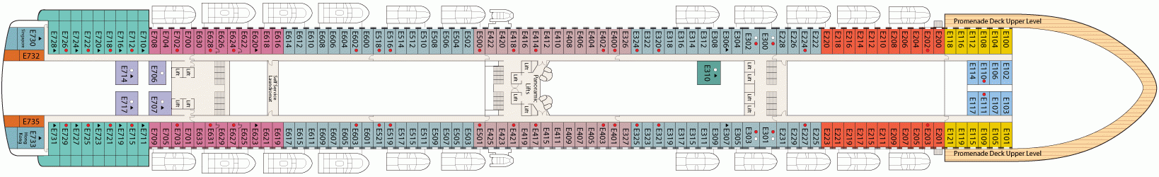 Планы палуб Diamond Princess: Палуба 8