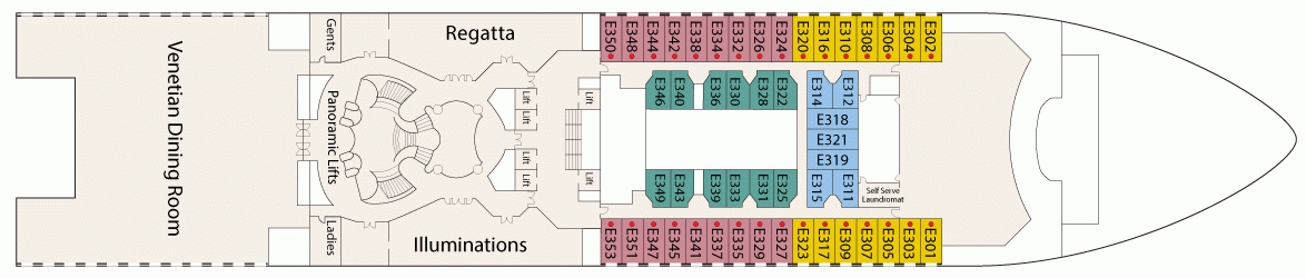 Планы палуб Dawn Princess: Палуба 6