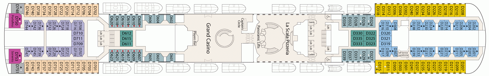 Планы палуб Dawn Princess: Палуба 8