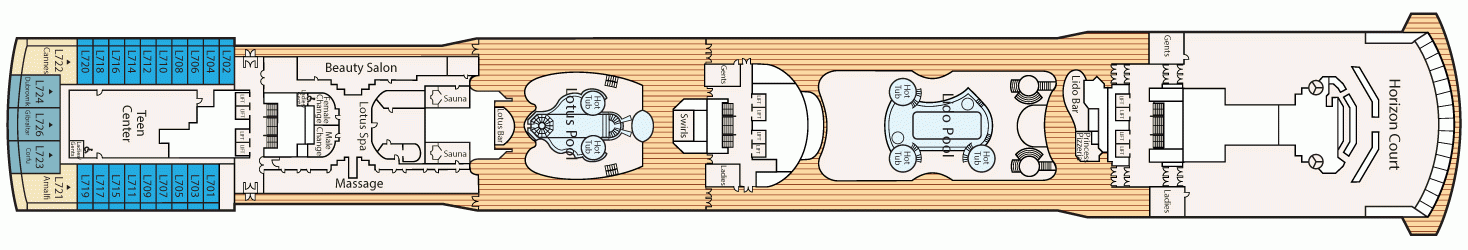 Планы палуб Island Princess: Палуба 14