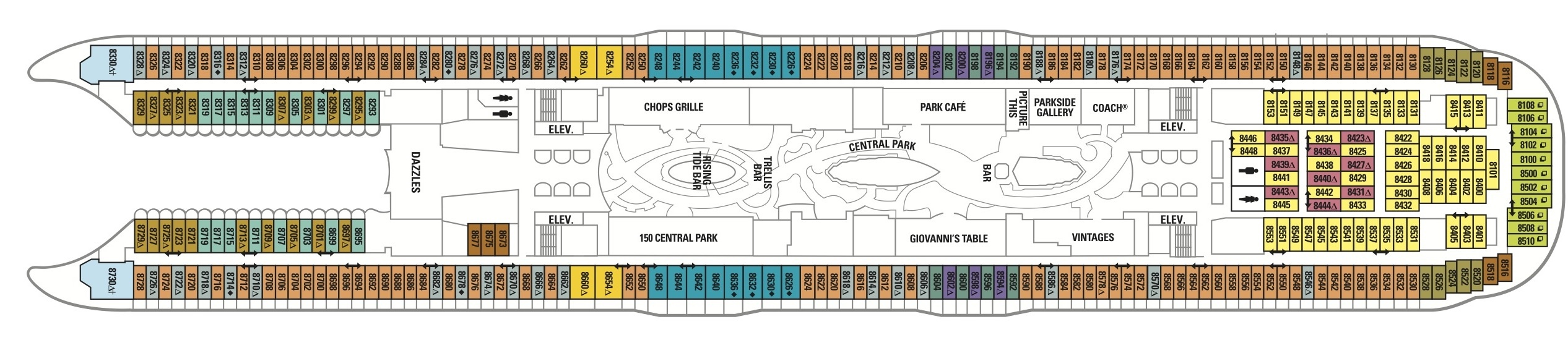 Планы палуб Allure of the Seas: Палуба 8