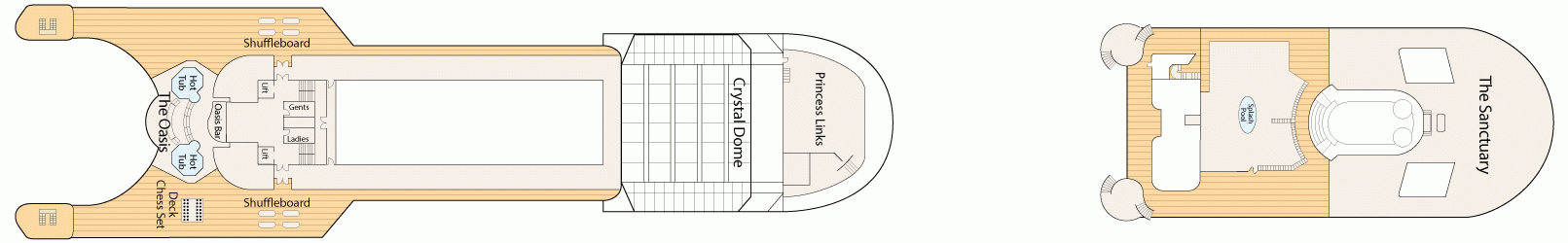 Планы палуб Grand Princess: Палуба 16