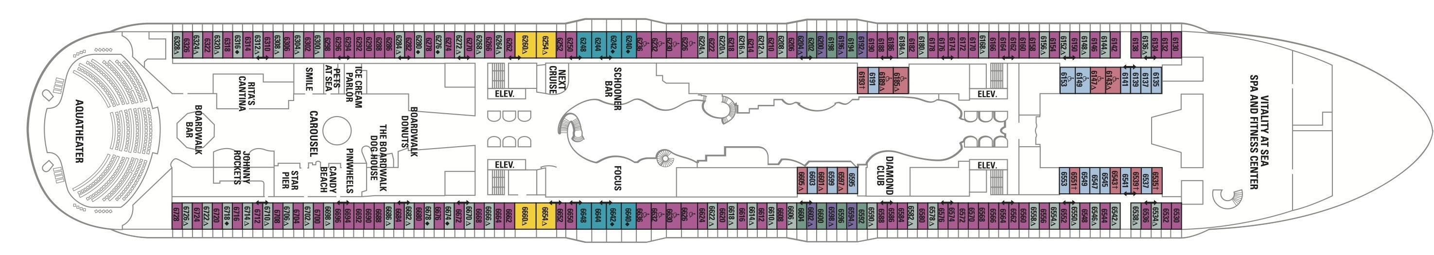 Планы палуб Allure of the Seas: Палуба 6