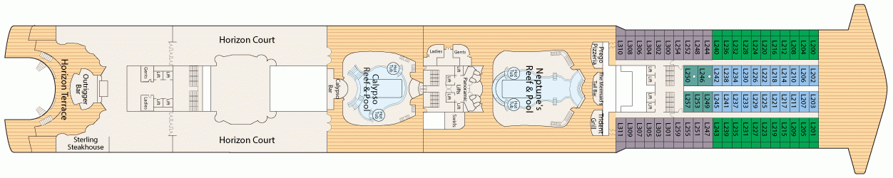 Планы палуб Diamond Princess: Палуба 14