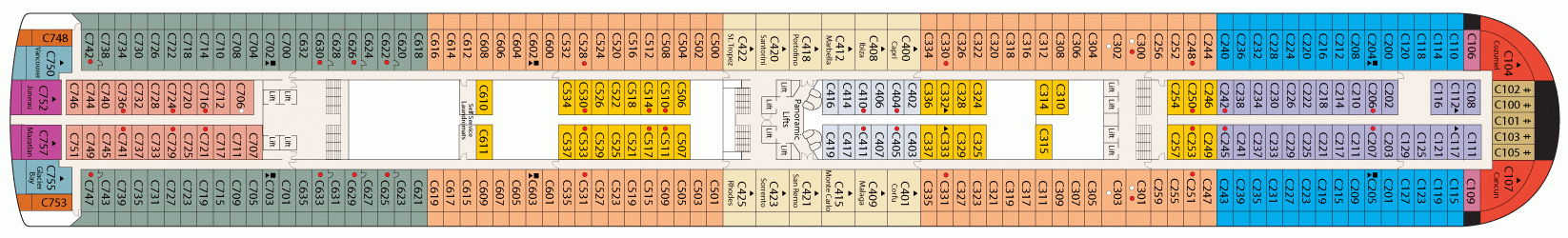 Планы палуб Sapphire Princess: Палуба 10