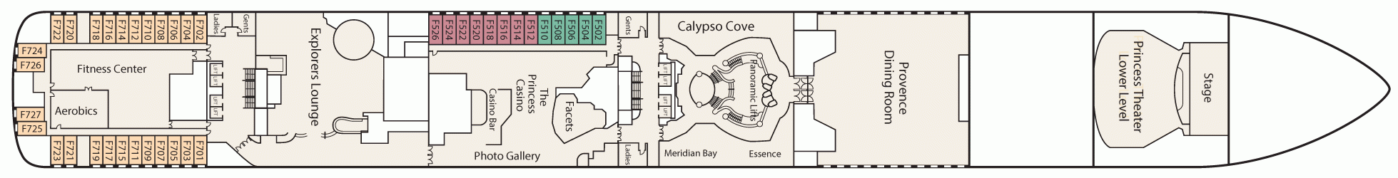 Планы палуб Island Princess: Палуба 6