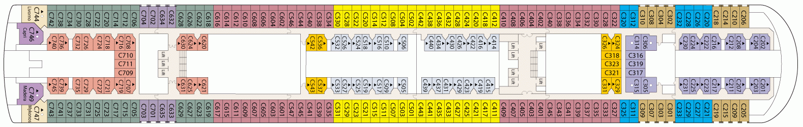 Планы палуб Sun Princess: Палуба 9