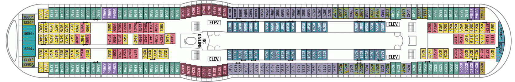 Планы палуб Navigator Of The Seas: Палуба 8