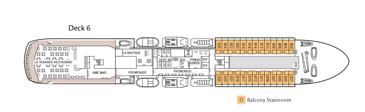 Планы палуб Paul Gauguin: Палуба 6