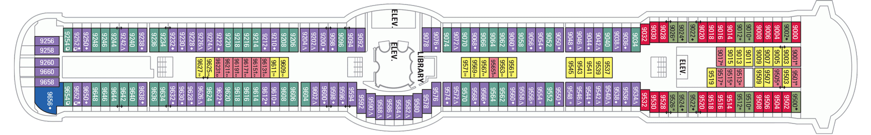 Планы палуб Radiance Of The Seas: Палуба 9