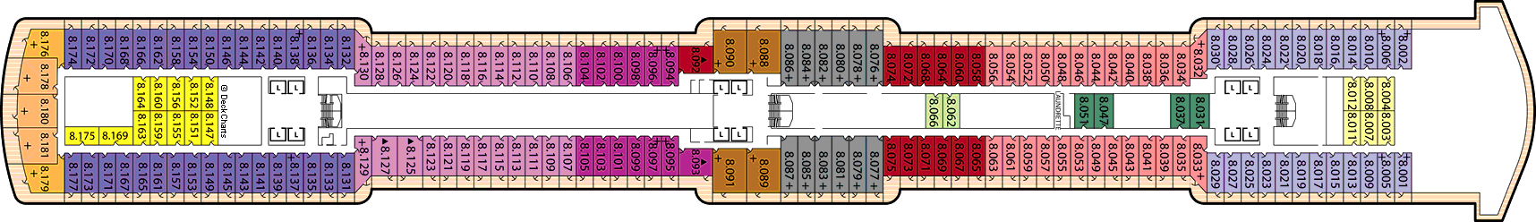 Планы палуб Queen Elizabeth: Палуба 8