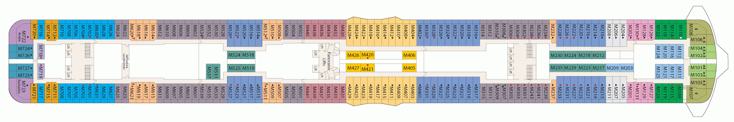 Планы палуб Regal Princess: Палуба 15 - Marina