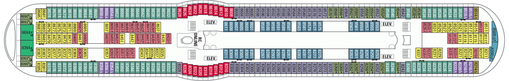 Планы палуб Explorer Of The Seas: Палуба 8