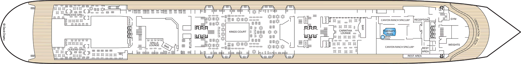 Планы палуб Queen Mary 2: Палуба 7