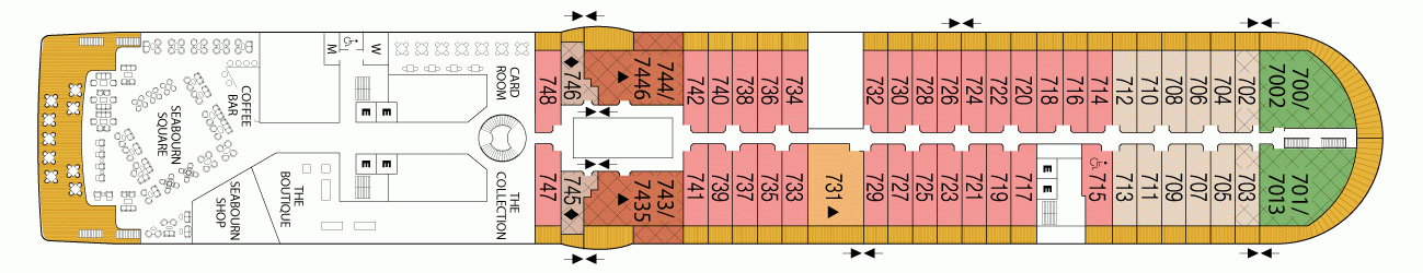 Планы палуб Seabourn Sojourn: Палуба 7