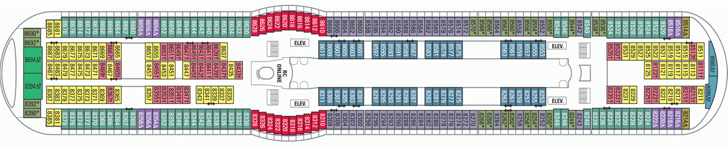 Планы палуб Mariner Of The Seas: Палуба 8