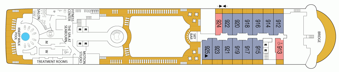 Планы палуб Seabourn Sojourn: Палуба 9