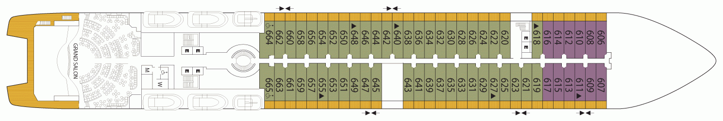 Планы палуб Seabourn Encore: Палуба 6