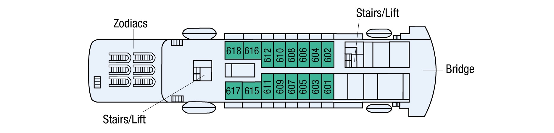 Планы палуб ms Bremen: Палуба 6