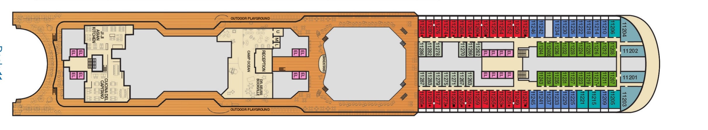 Планы палуб Carnival Horizon: Палуба 11