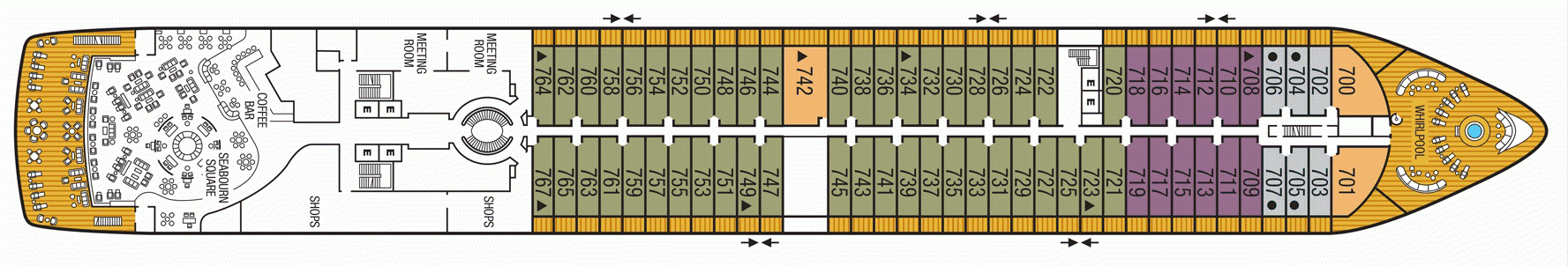 Планы палуб Seabourn Ovation: Палуба 7