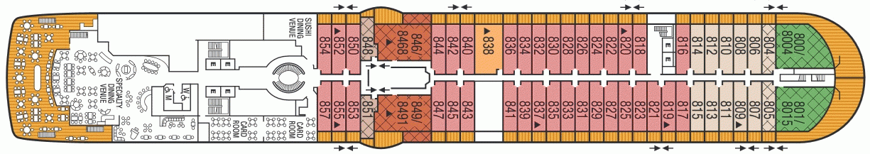 Планы палуб Seabourn Ovation: Палуба 8