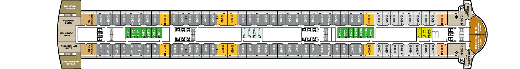 Планы палуб Queen Mary 2: Палуба 10