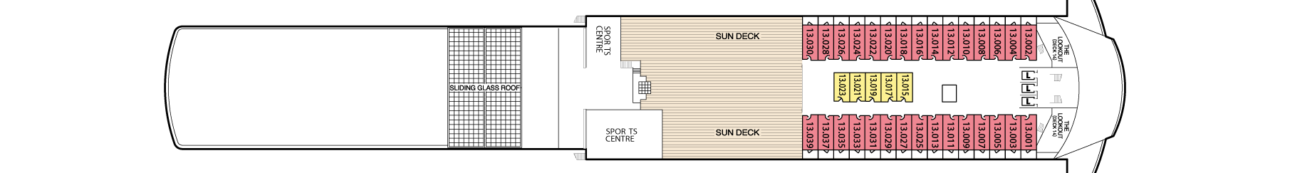 Планы палуб Queen Mary 2: Палуба 13