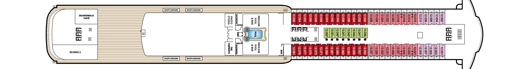 Планы палуб Queen Mary 2: Палуба 12