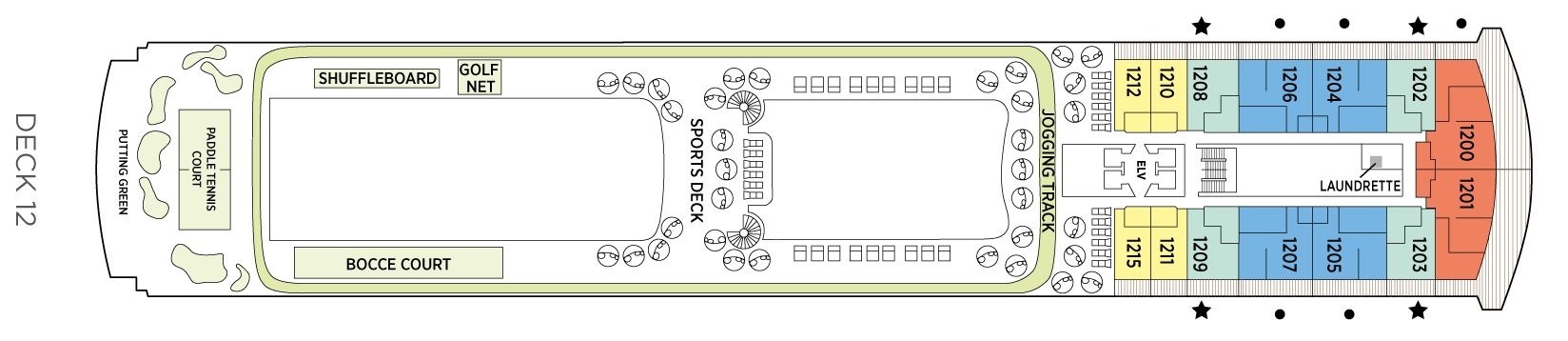 Планы палуб Seven Seas Splendor: Палуба 12