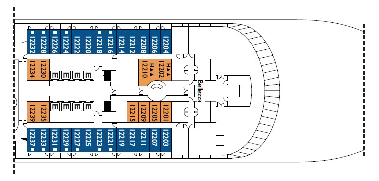 Планы палуб Costa Venezia: Палуба 12