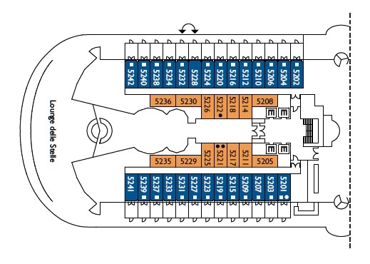 Планы палуб Costa Venezia: Палуба 5