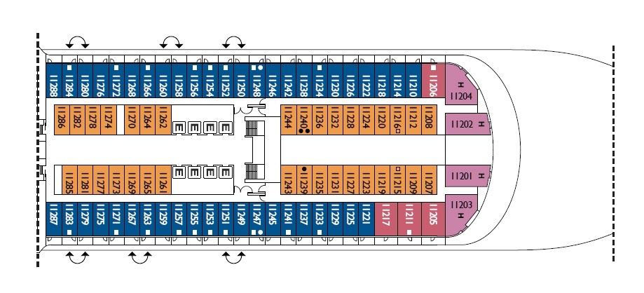 Планы палуб Costa Venezia: Палуба 11