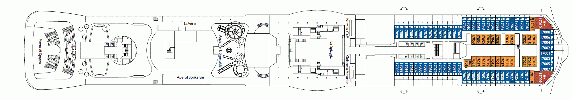 Планы палуб Costa Smeralda: Палуба 17 Bellagio
