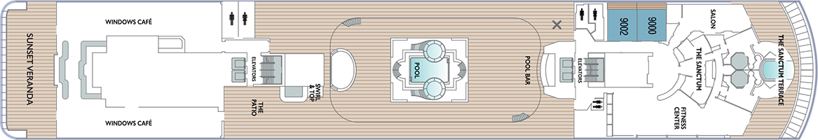 Планы палуб Azamara Pursuit: Палуба 9