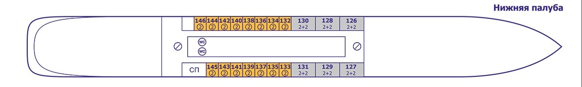 Планы палуб К.А. Тимирязев: Нижняя палуба