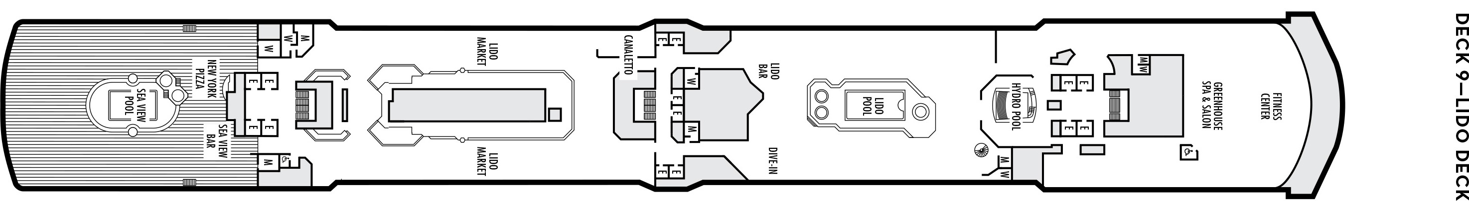 Планы палуб Eurodam: Палуба 9 Lido