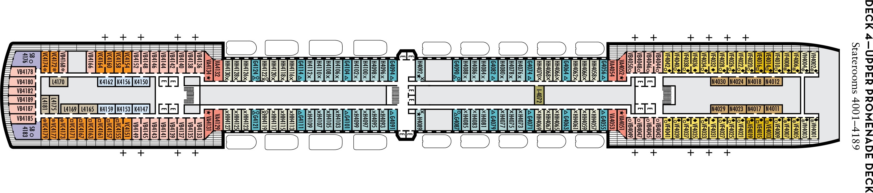 Планы палуб Nieuw Amsterdam: Палуба 4 Upper Promenade