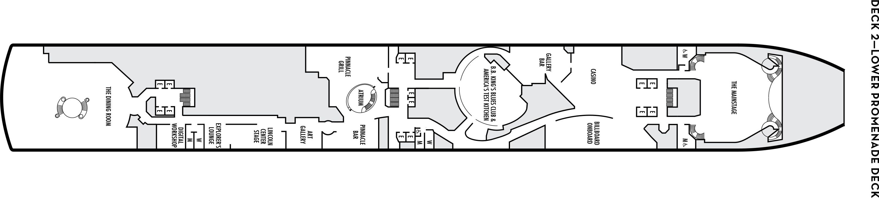 Планы палуб Nieuw Amsterdam: Палуба 2 Lower Promenade