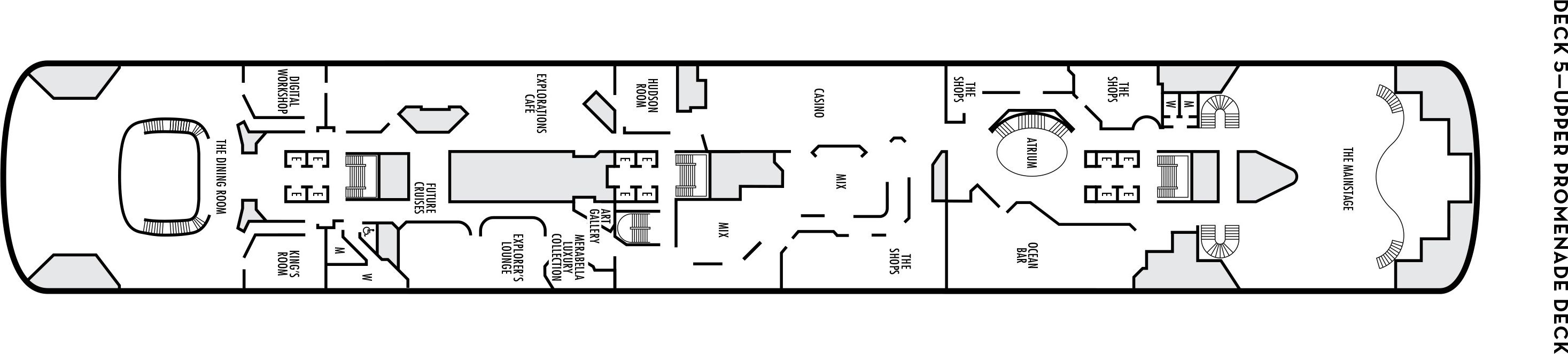 Планы палуб Zaandam: Палуба 5 Upper Promenade