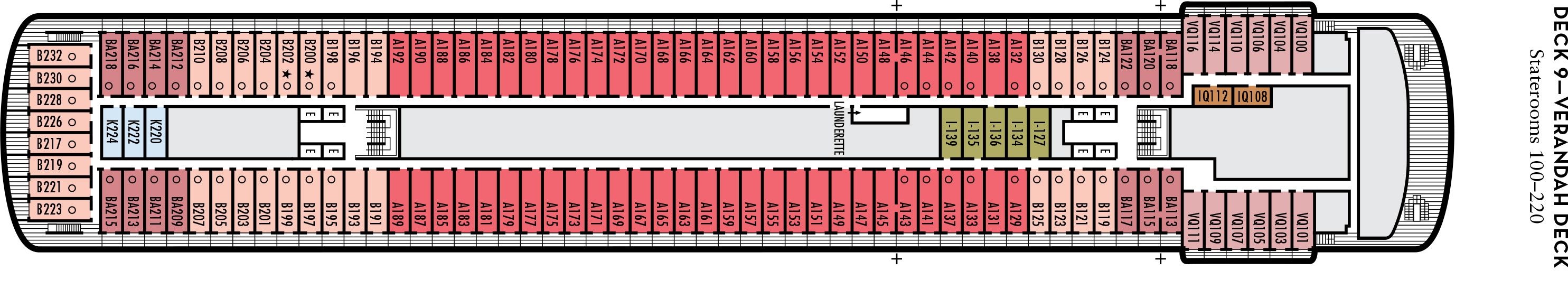 Планы палуб Veendam: Палуба 9 Verandah