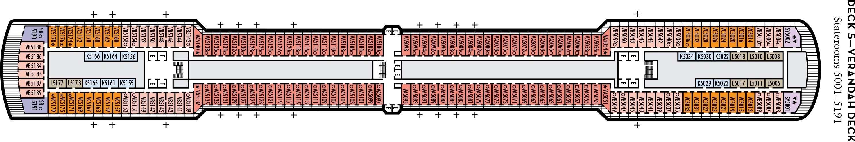 Планы палуб Westerdam: Палуба 5 Verandah