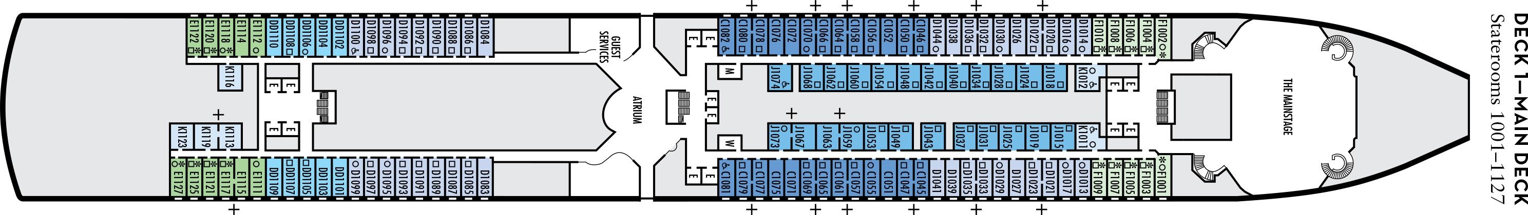 Планы палуб Westerdam: Палуба 1 Main