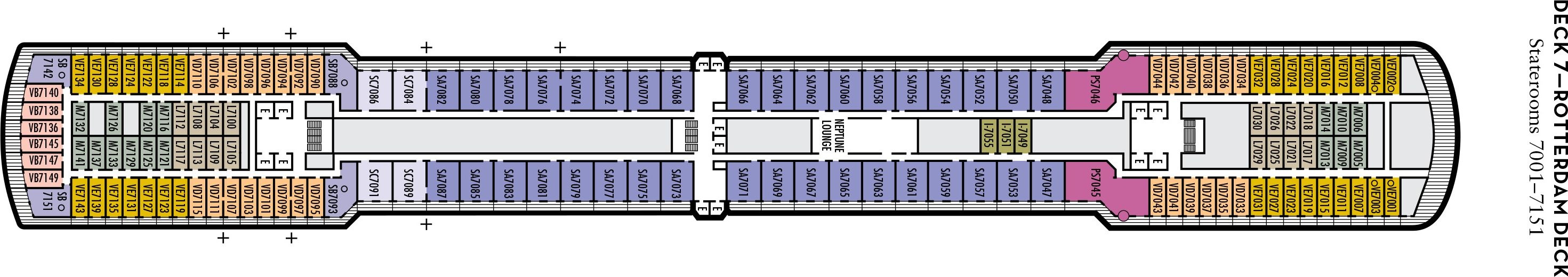 Планы палуб Westerdam: Палуба 7 Rotterdam