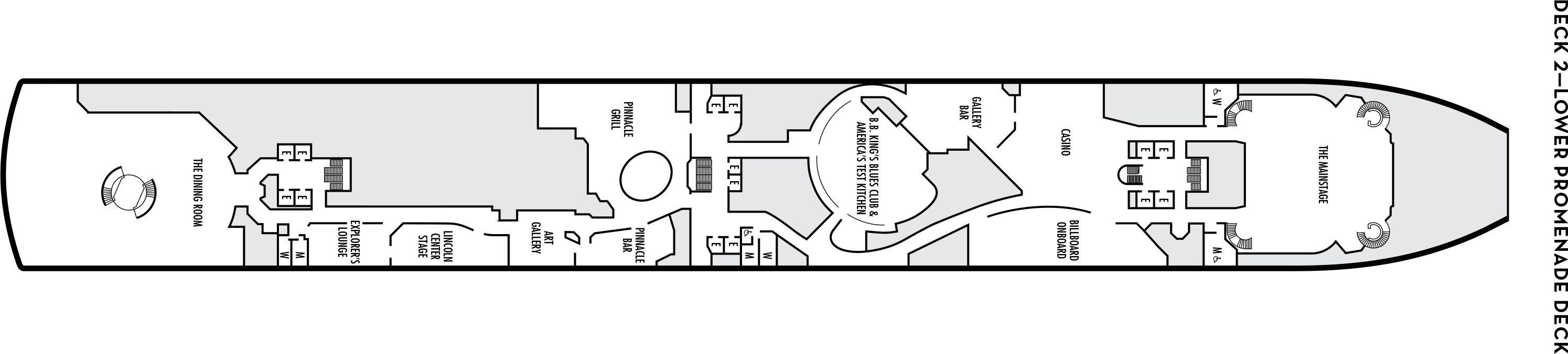 Планы палуб Westerdam: Палуба 2 Lower Promenade