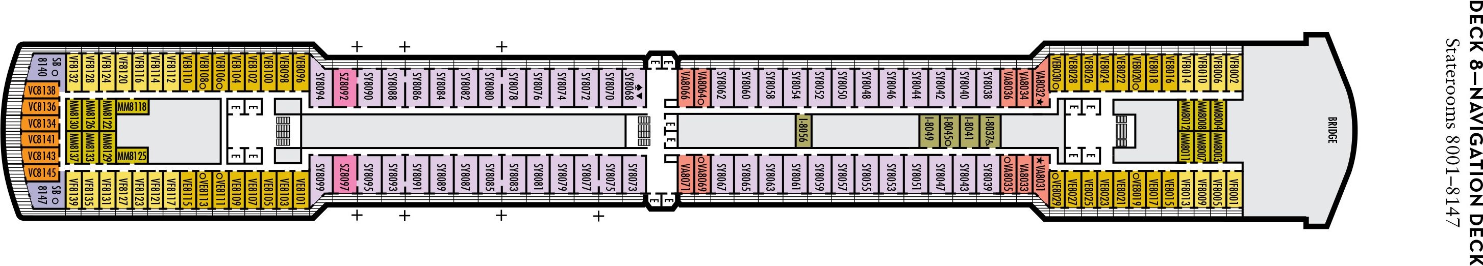 Планы палуб Westerdam: Палуба 8 Navigation