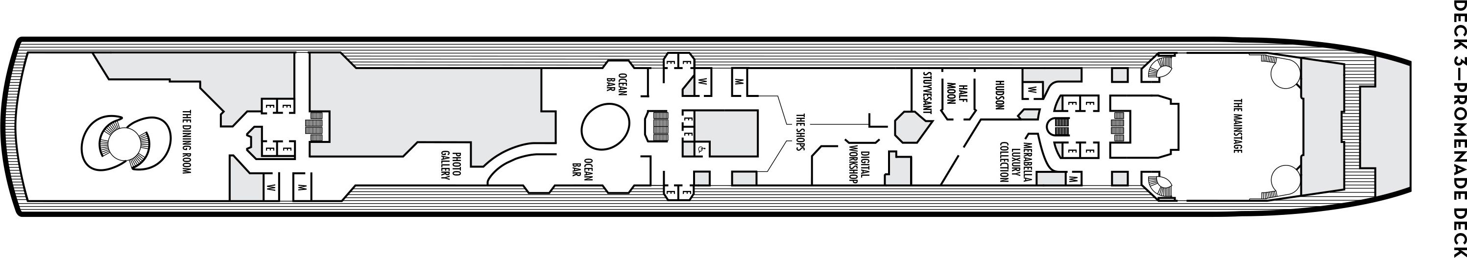 Планы палуб Westerdam: Палуба 3 Promenade