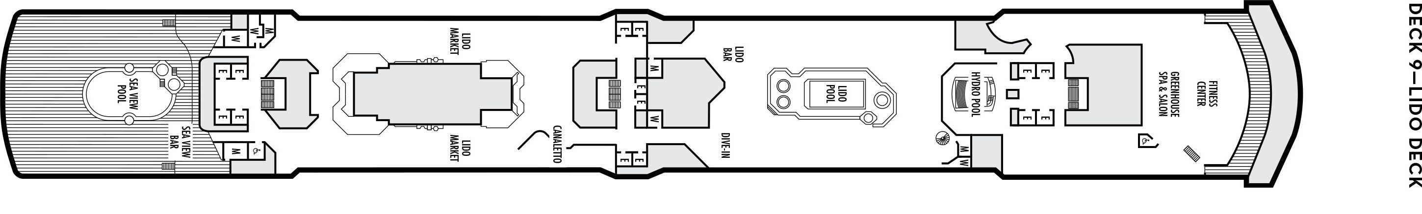 Планы палуб Westerdam: Палуба 9 Lido