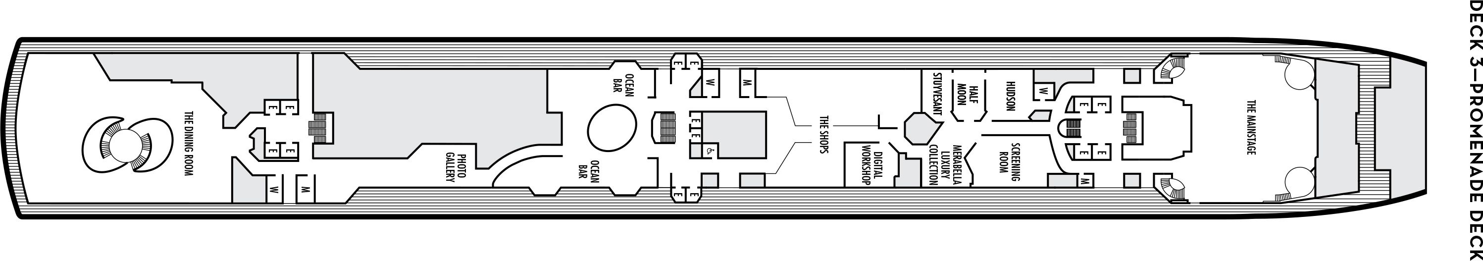 Планы палуб Oosterdam: Палуба 3 Promenade